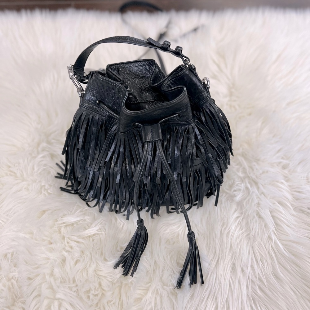 Abro Stunning Leather Fringe Shoulder Bag - rockstar vibes - Like New